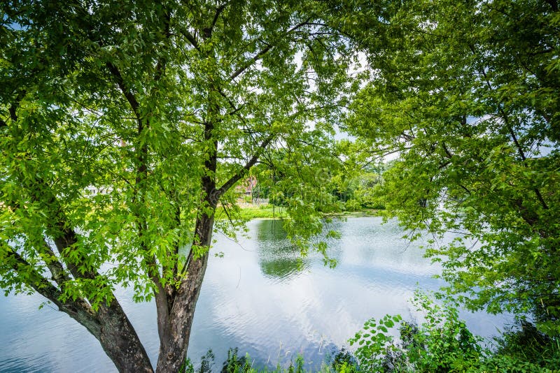 The Nashua River, in Nashua, New Hampshire. Stock Photo Image of