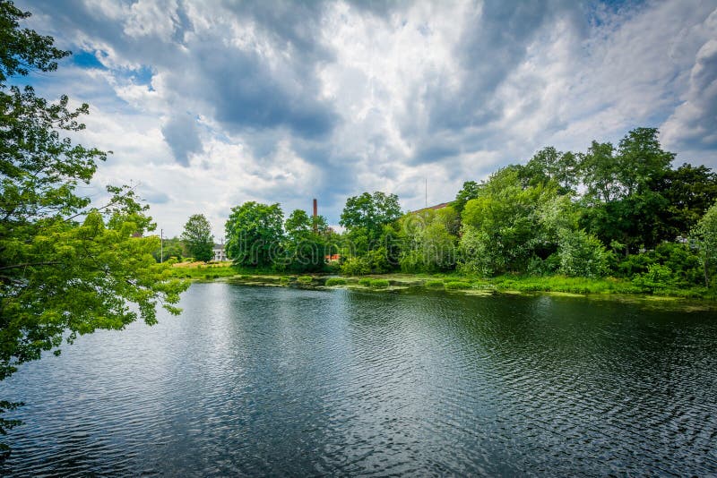 The Nashua River, in Nashua, New Hampshire. Stock Photo Image of