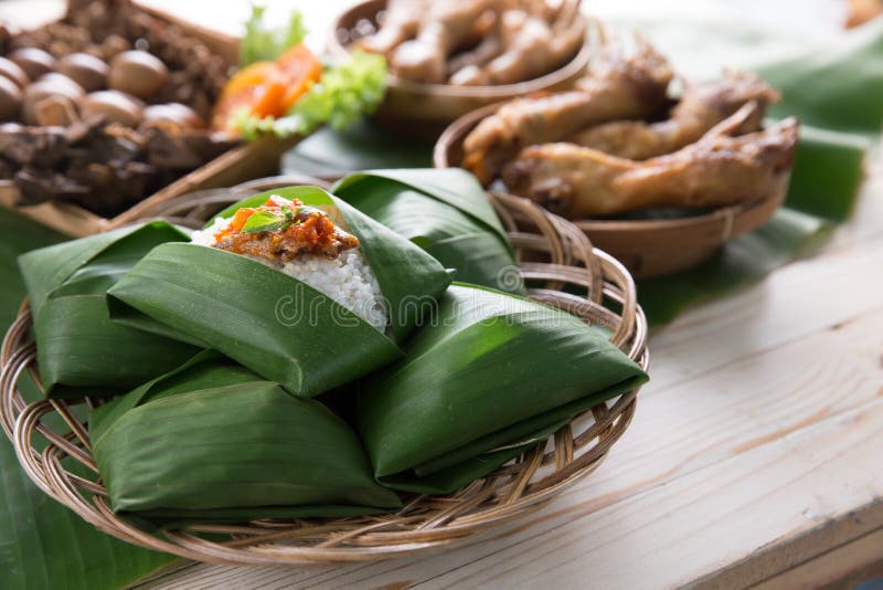 Nasi Angkringan or Nasi Kucing. Indonesian Traditional Stock Image