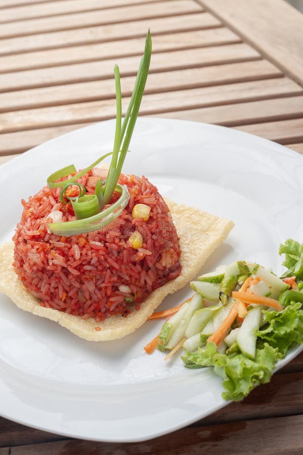 Nasi Goreng Merah or Red Fried Rice Stock Photo - Image of popular