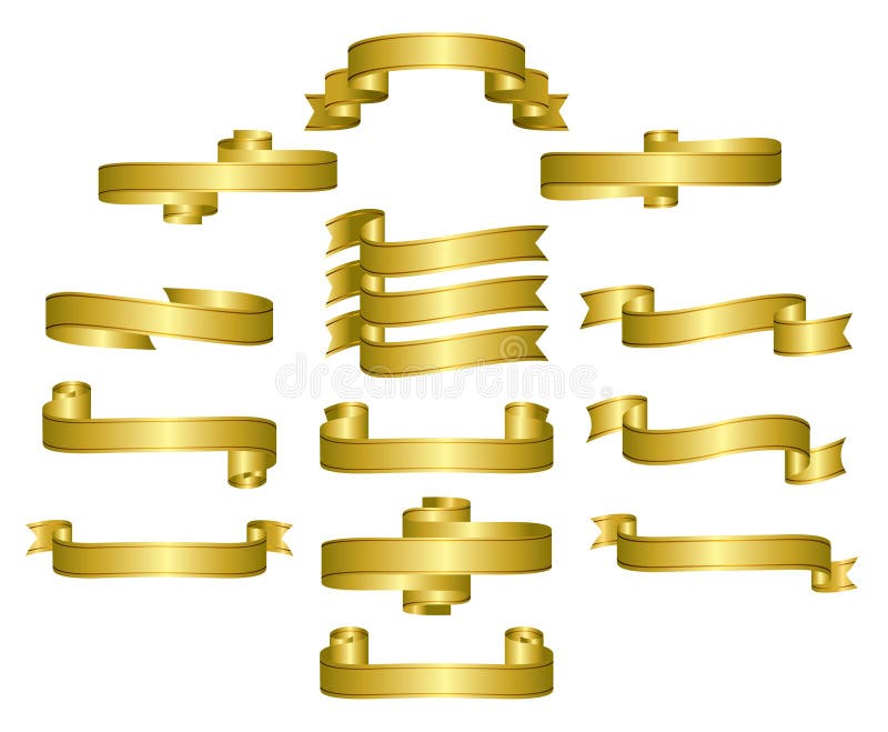 Nastri dell'oro, rotoli, bandiere royalty illustrazione gratis Nastri dell'oro, rotoli, bandiere royalty illustrazione gratis