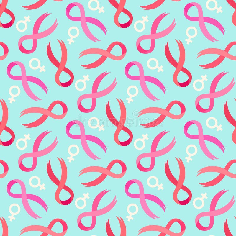 Nastro rosa e modello senza cuciture del segno di Venere illustrazione di stock Nastro rosa e modello senza cuciture del segno di Venere illustrazione di stock