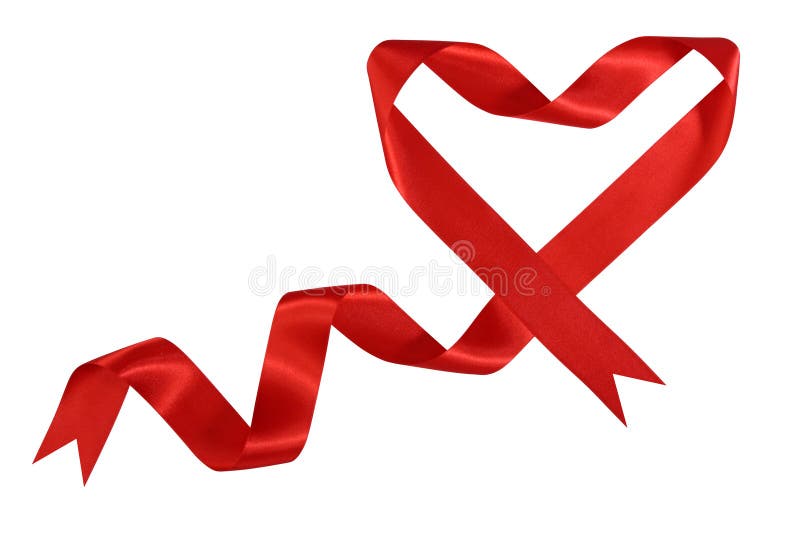 Nastro rosso del raso con figura del cuore immagini stock Nastro rosso del raso con figura del cuore immagini stock