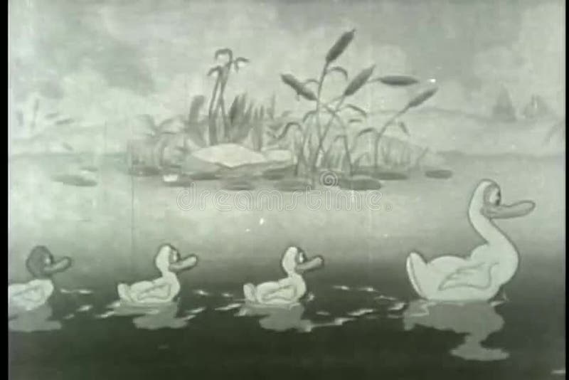 Natación amplia de la familia del pato del tiro en la charca ilustración del vector