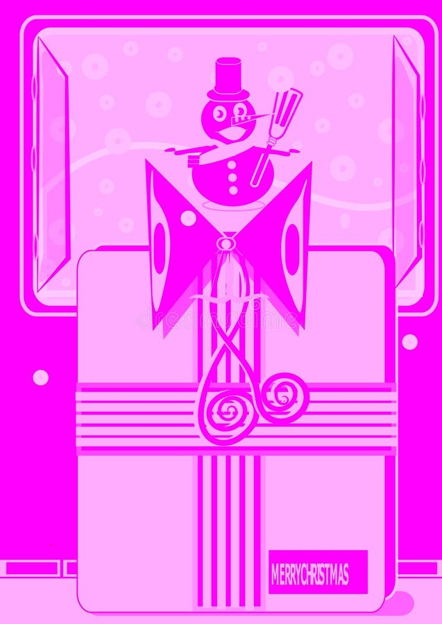 Natal cor-de-rosa com boneco de neve cor-de-rosa ilustração stock Natal cor-de-rosa com boneco de neve cor-de-rosa ilustração stock