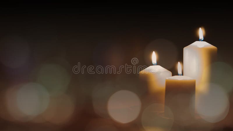 Natal: luz de velas avassaladora na igreja com um boque dourado desfocado para ritual religioso ou mente pacífica de meditação esp