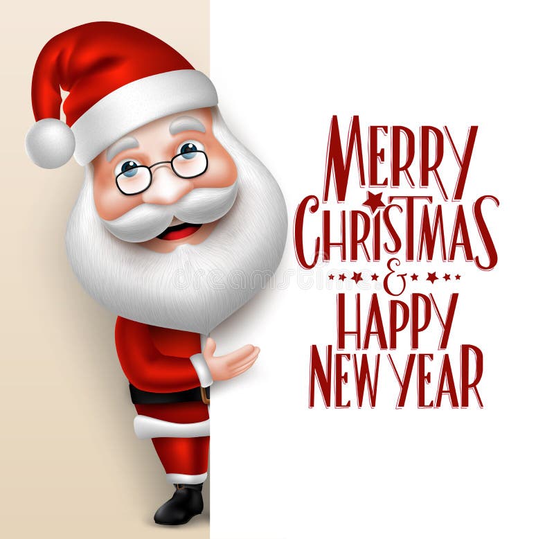 Natal realístico de Santa Claus Cartoon Character Showing Merry
