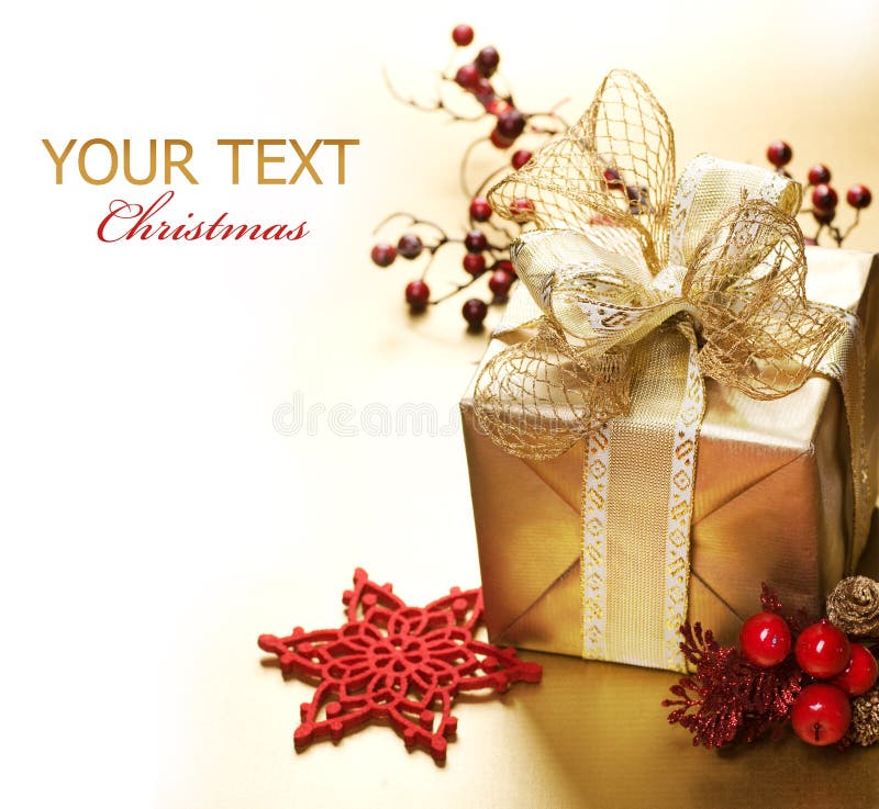 Beautiful Golden Christmas Gift Border Design over white.With Space for Your text. Beautiful Golden Christmas Gift Border Design over white.With Space for Your text