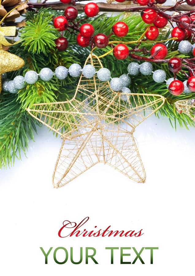 Christmas Decorations border over white.With copy-space. Christmas Decorations border over white.With copy-space