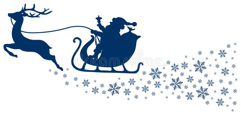 Natale blu scuro Sleigh una renna con i fiocchi di neve royalty illustrazione gratis Natale blu scuro Sleigh una renna con i fiocchi di neve royalty illustrazione gratis
