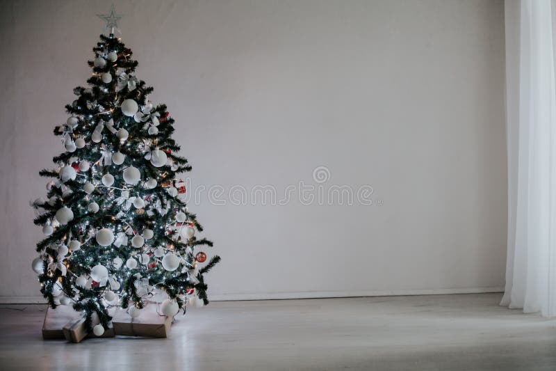 Christmas tree with ornaments on a white background Christmas new year 1. Christmas tree with ornaments on a white background Christmas new year 1