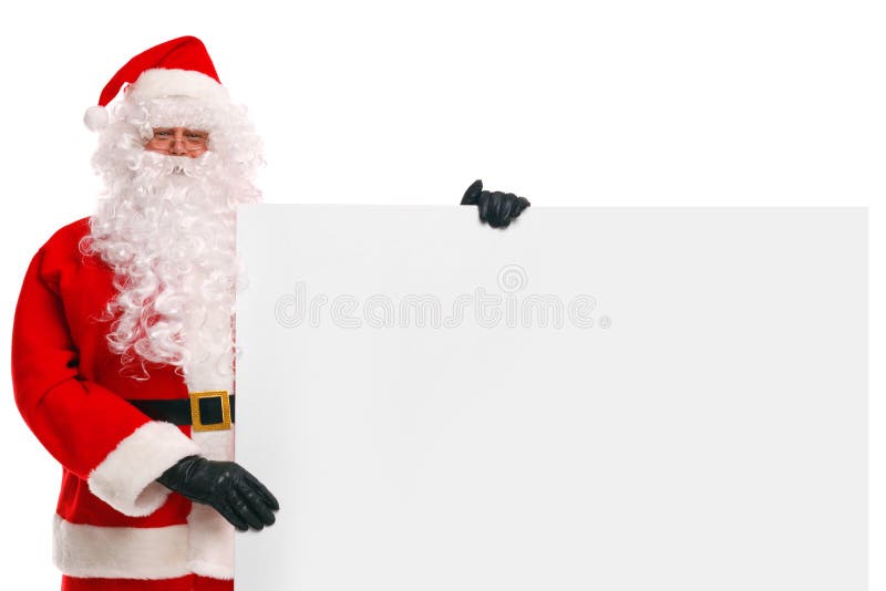 Natale del padre che tiene un segno in bianco fotografia stock Natale del padre che tiene un segno in bianco fotografia stock