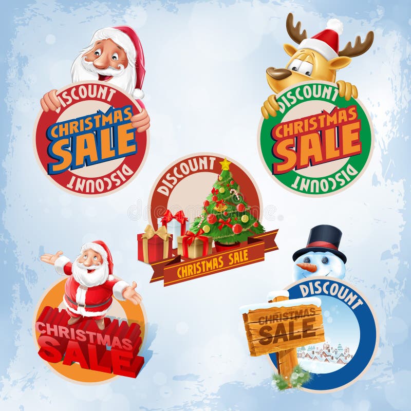 Natale di vendita degli autoadesivi illustrazione di stock Natale di vendita degli autoadesivi illustrazione di stock