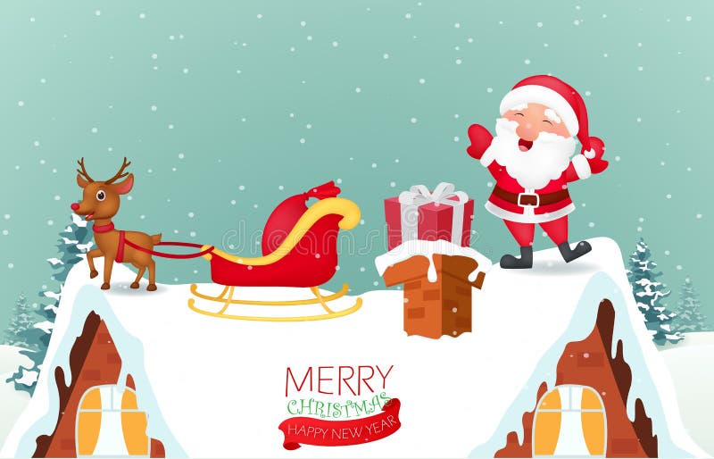 Natale il Babbo Natale con la renna illustrazione vettoriale Natale il Babbo Natale con la renna illustrazione vettoriale