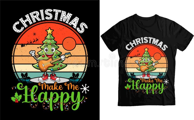 Natale mi rende felice modello di design delle magliette illustrazione vettoriale
