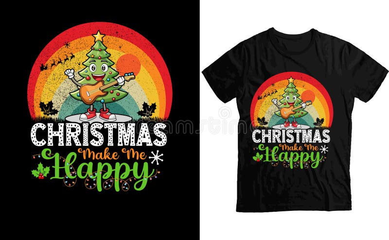 Natale mi rende felice modello di design delle magliette illustrazione di stock
