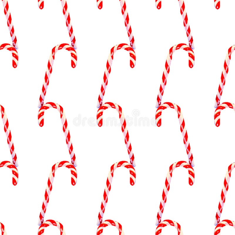 Natale senza cuciture del modello e bastoncini di zucchero del nuovo anno, dipinti in acquerello illustrazione di stock Natale senza cuciture del modello e bastoncini di zucchero del nuovo anno, dipinti in acquerello illustrazione di stock