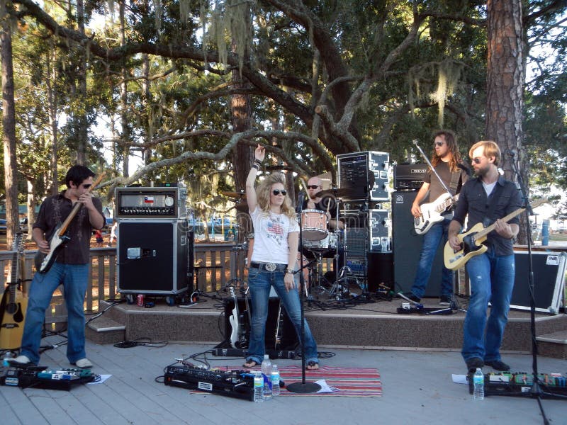 Natalie Stovall and her band rock out playing country music and free concert performance for base military and civilians at the Main Deck club at the Naval Surface Warfare Center - Panama City, FL during a warm and sunny day on 21 Octobery 2011. Natalie Stovall and her band rock out playing country music and free concert performance for base military and civilians at the Main Deck club at the Naval Surface Warfare Center - Panama City, FL during a warm and sunny day on 21 Octobery 2011.