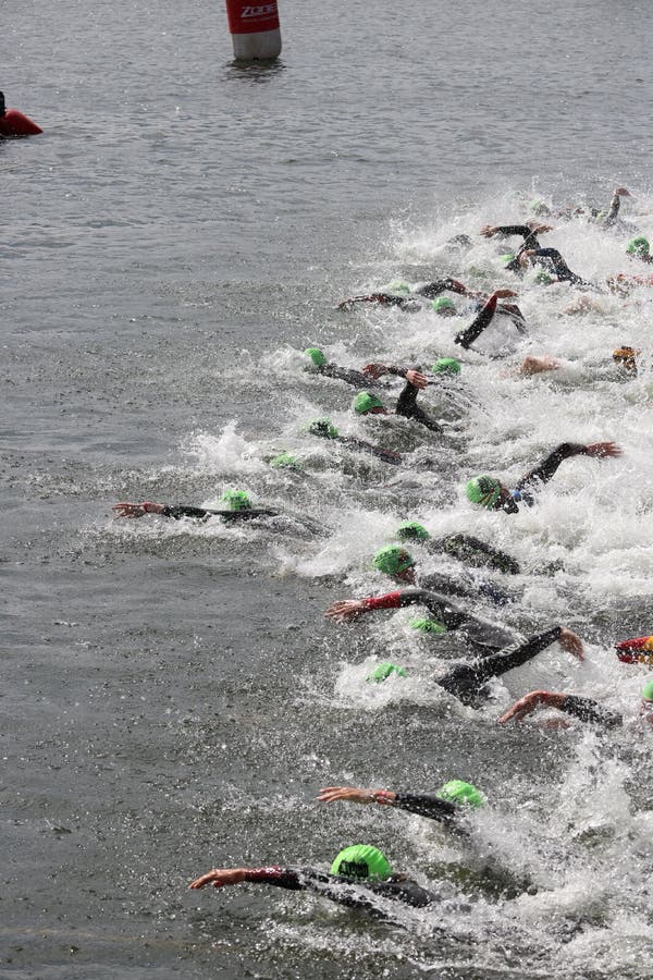 Natation saine d'exercice de sport de triathletes de triathlon photos libres de droits Natation saine d'exercice de sport de triathletes de triathlon photos libres de droits