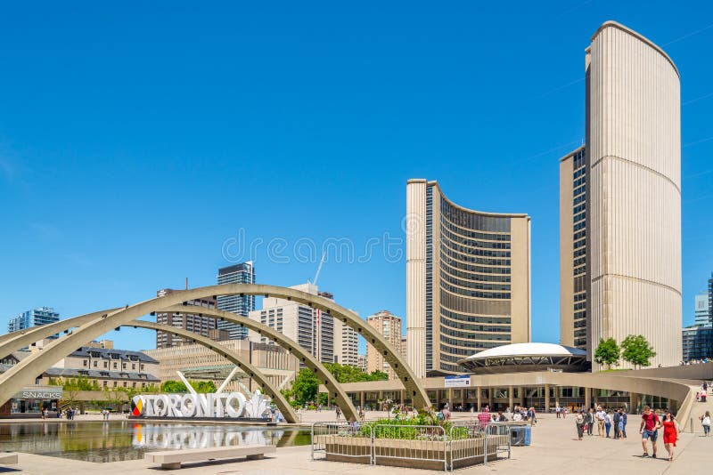 Nathan Phillips Square With Buildings Of New City Hall In Toronto Nathan Phillips Square With Buildings Of New City Hall In Toronto