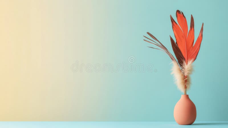 Nation indigenous peoples day concept, Colorful feather on minimslist color background vector illustration