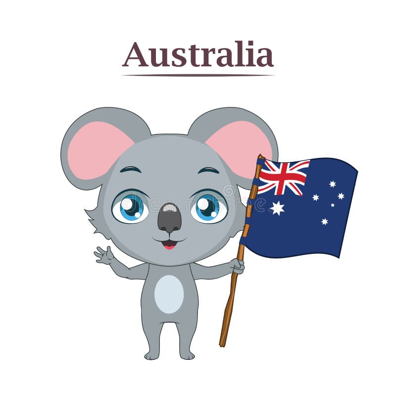 National Animal with Australian Flag Stock Vector - Illustration of funny,  fabric: 87583882