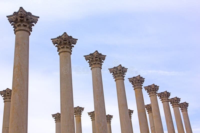 The Capitol Columns designed as Corinthian columns in the Ellipse Meadow at the National Arboretum, Washington DC. Pillar column garden stock images, royalty-free photos and pictures