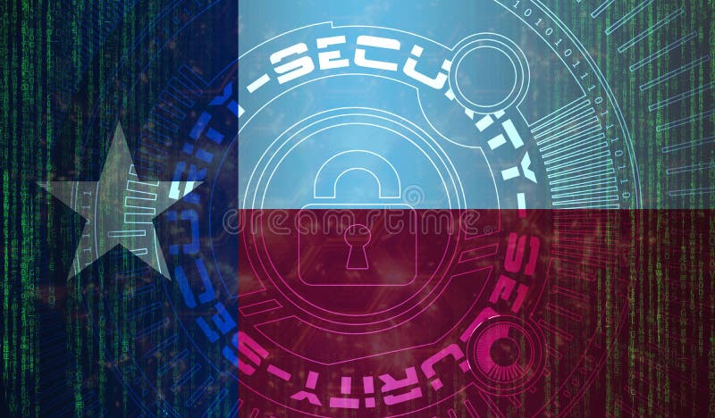National Cyber Security of Texas State, USA on Digital Background