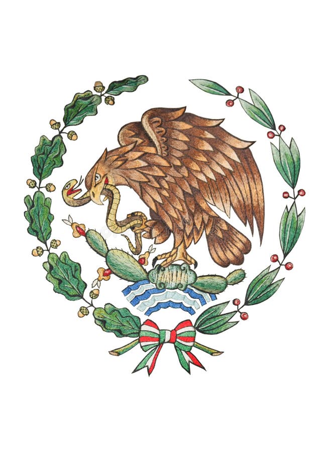National Emblem of Mexico Isolated on White Stock Photo - Illustration ...