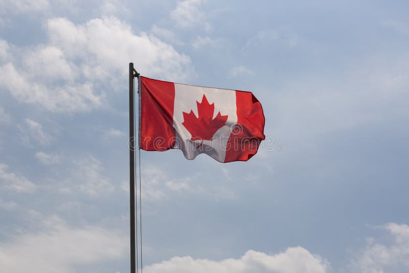 National Flag of Canada on a Flagpole Stock Image Image of textile