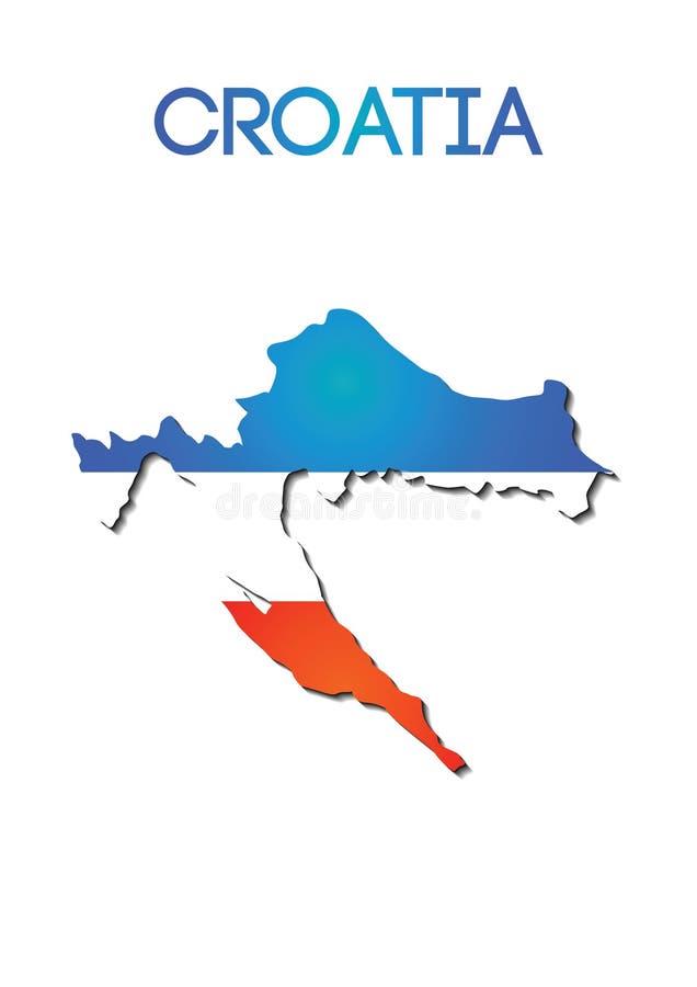 National flag color in map of Croatia gradient design royalty free illustration