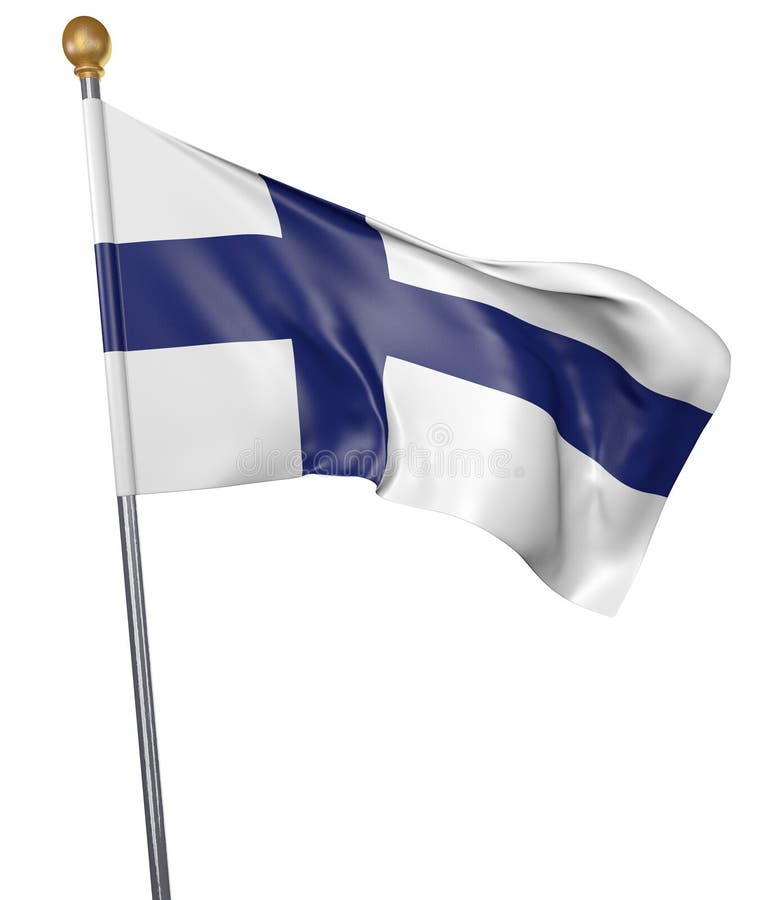 National Flag for Country of Finland Isolated on White Background Stock ...