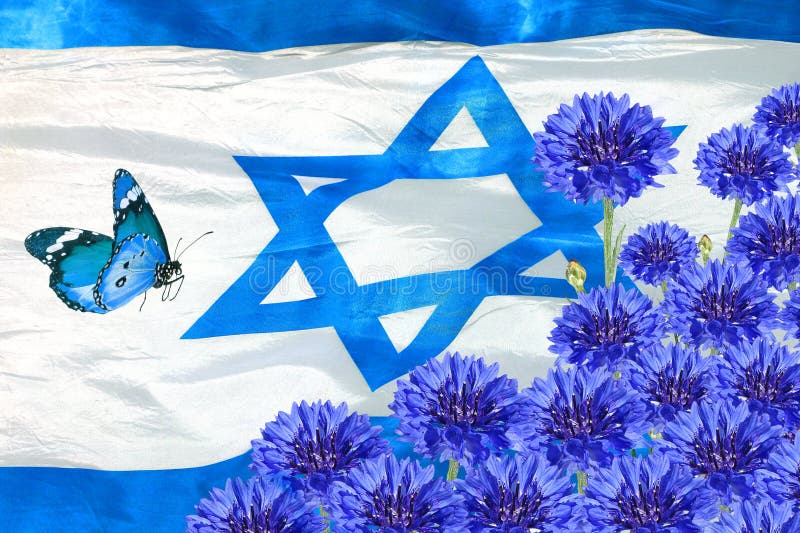 National Flag of Israel and Spring Blue Flowers. Independence Day of Israel  State Stock Photo - Image of israeli, flag: 144108798