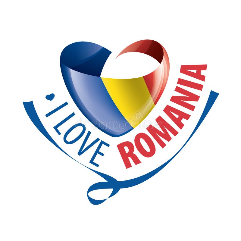 National Flag of the Romania in the Shape of a Heart and the ...