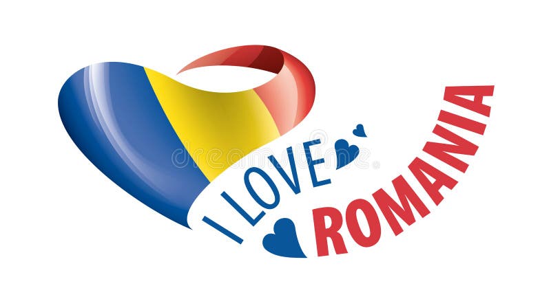 National Flag of the Romania in the Shape of a Heart and the ...