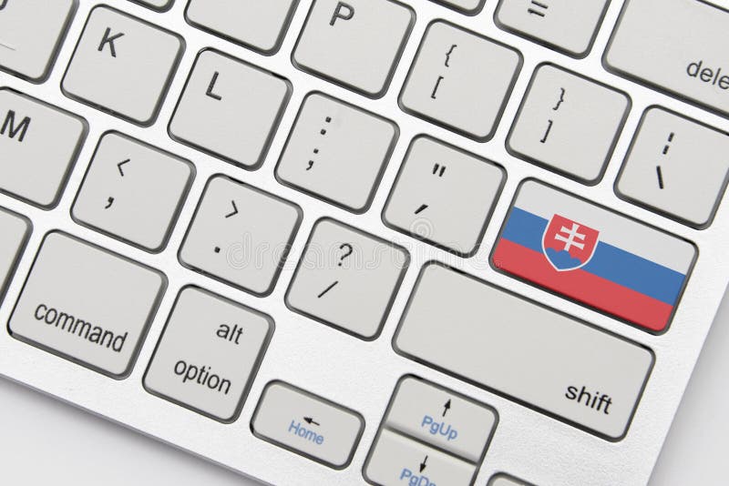 National flag of slovakia on the keyboard on a grey background .3d illustration