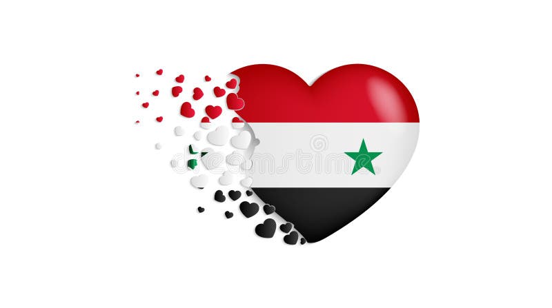 Syria Heart Flag SVG, Syrian Love Shape Country National Flag