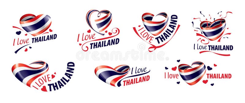 National flag of the Thailand in the shape of a heart and the inscription I love Thailand. Vector illustration