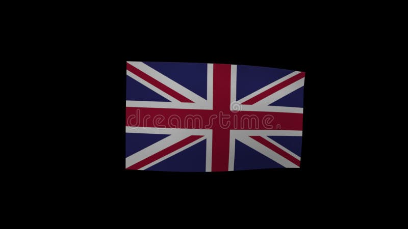 National Flag of United Kingdom With Alpha Channel. 3d Animation.