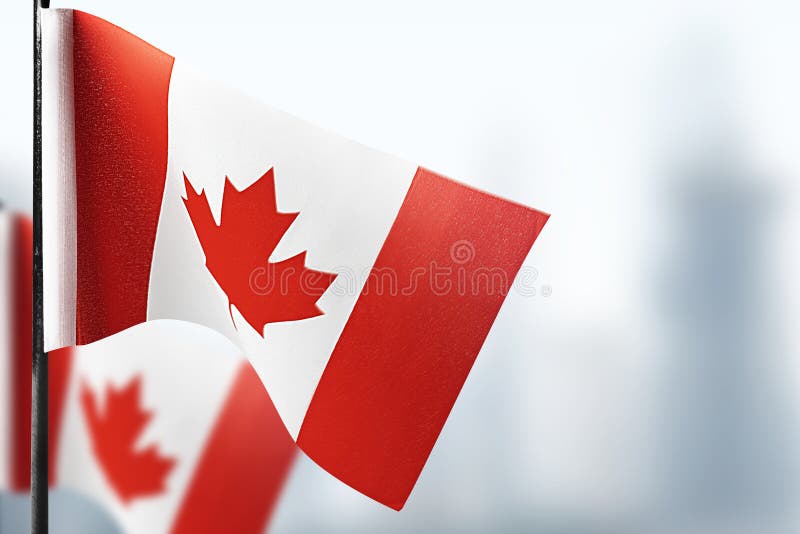 National flags of canada on blurred background fotografia de stock royalty free
