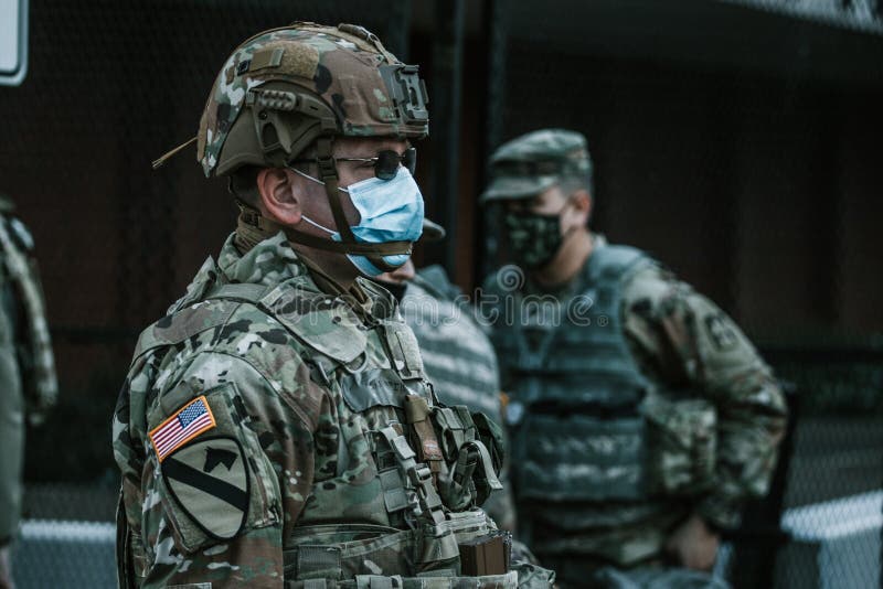 National Guard Troops in Washington DC on January 19th 2021 guarding the Nation`s Capitol following the Insurrection on January 6th 2021 and leading up to the inauguration of President Joe Biden and Vice President Kamala Harris