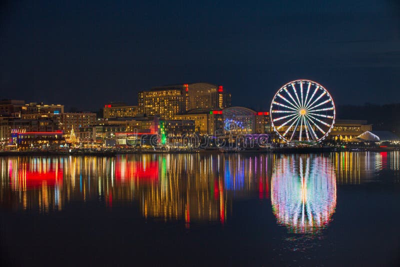 National Harbor Skyline and Water Reflections