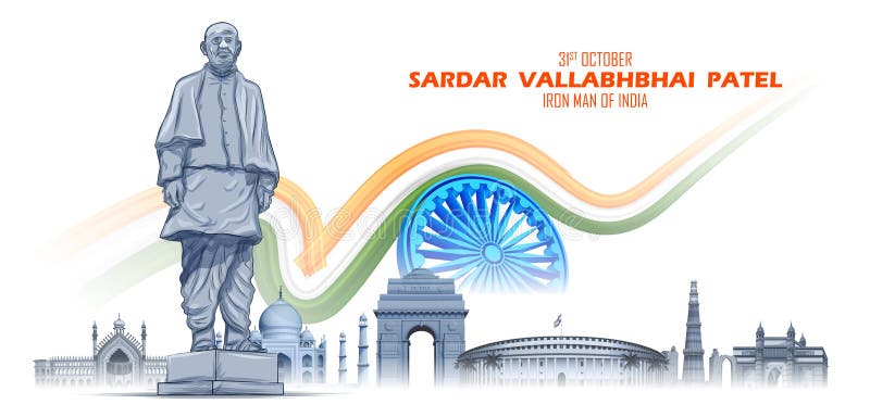 National Hero and freedom fighter Sardar Vallabhbhai Patel, Iron man of India for National Unity Day on 31 October