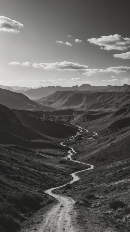 National Park with Panoramic View Black and White. Stock Illustration ...