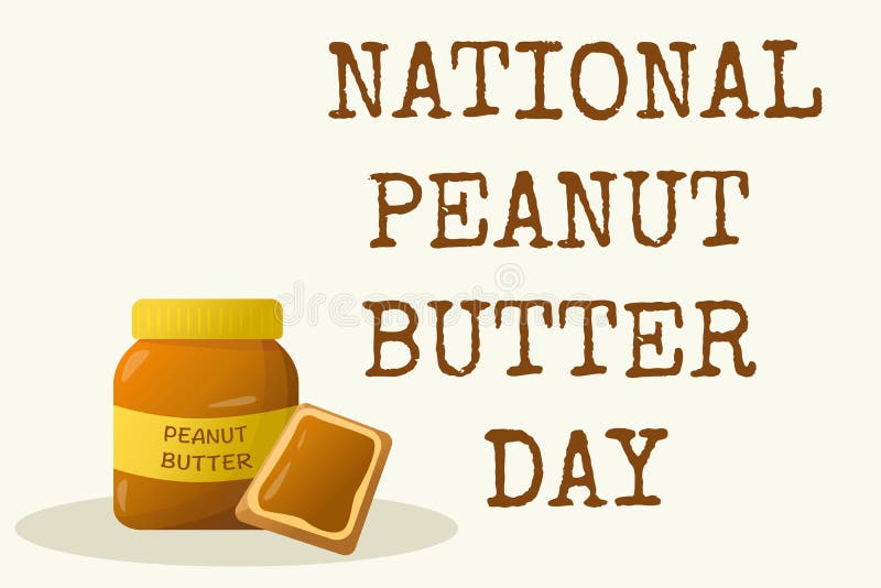 National Peanut Butter Day. Peanut Butter in Jar in Flat Style Stock