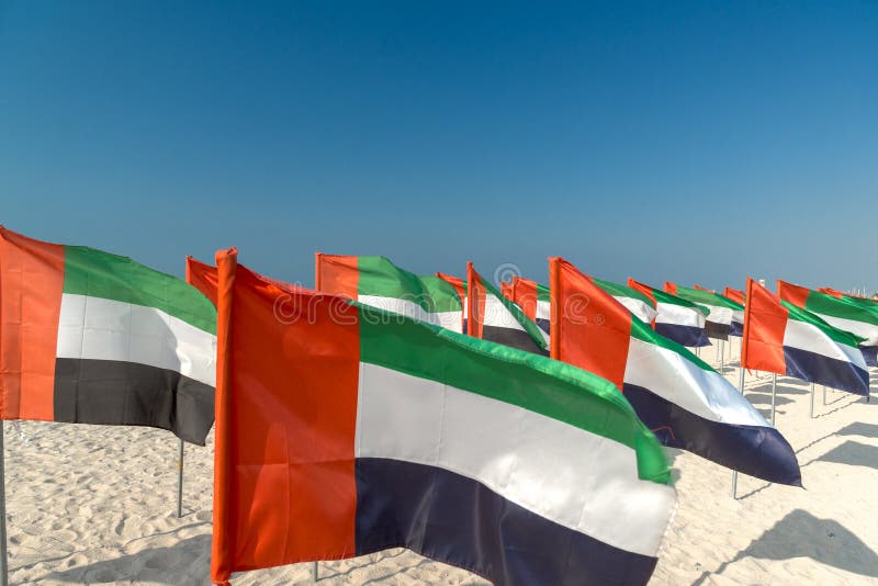 Dubai Kite Beach Flags stock image. Image of symbol 106345861