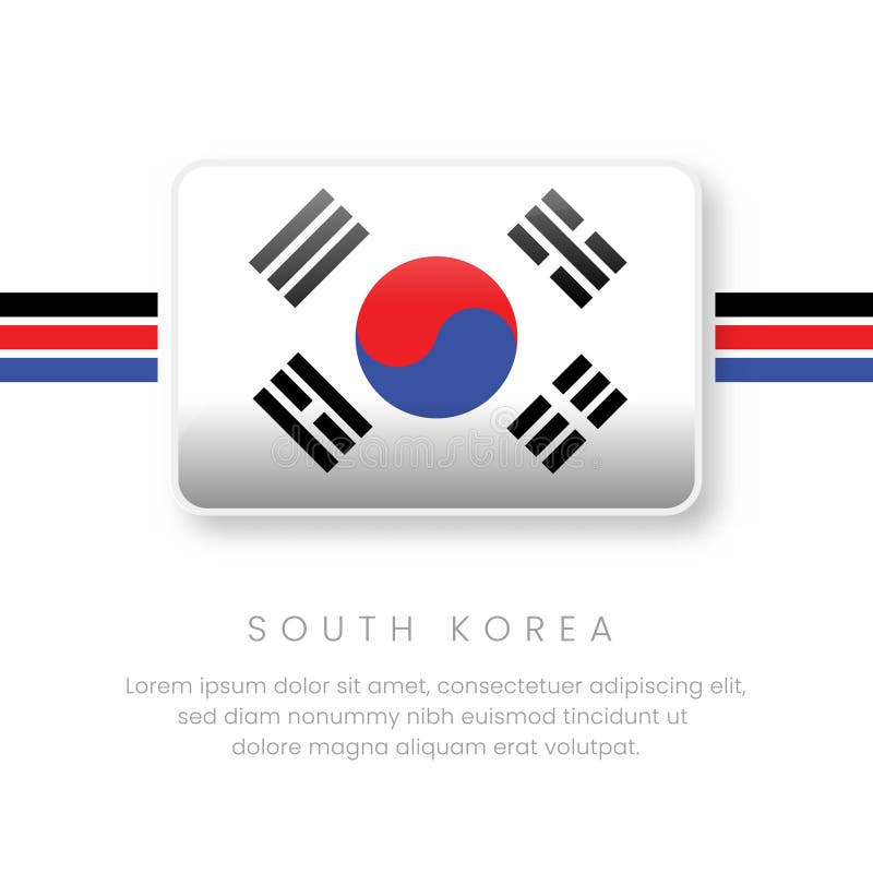 National South Korea Flag. Vector South Korea Button Flag. Realistic National Flag Design and Vector Template royalty free illustration