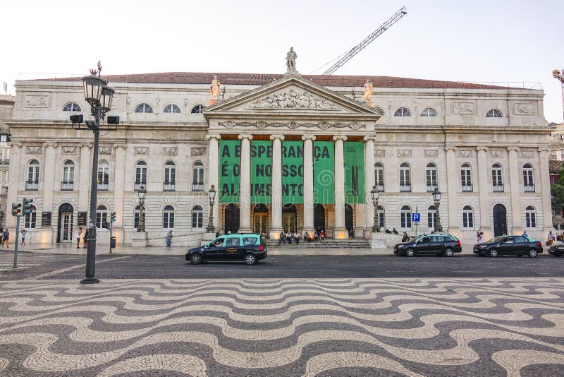National Theater In Lisbon Aerial View In The Evening LISBON