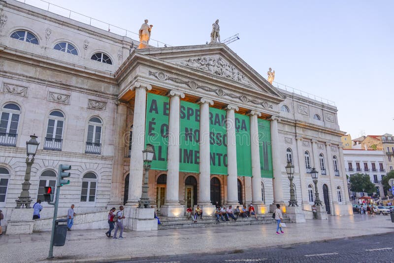 National Theater in Lisbon editorial photo. Image of vacation 95599351