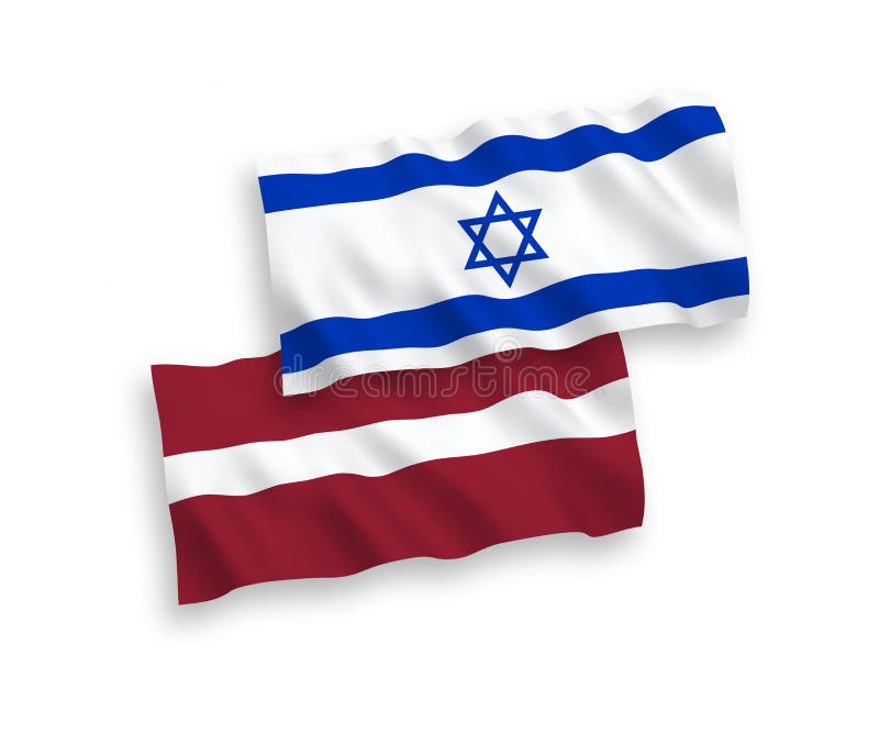 Flags of Latvia and Israel on a white background